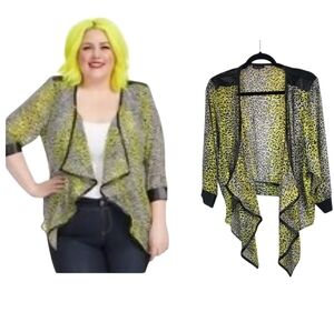 City Chic Black and Yellow Open Front Shacket